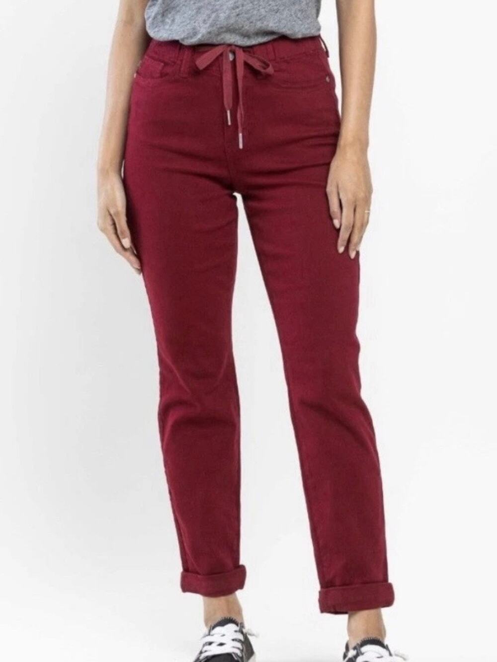 Judy Blue Red Elastic Waist Tie Pants Sz.18W